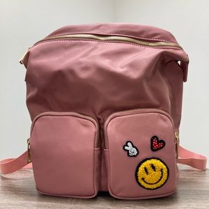 Blush Smiley Patch Nylon Backpack